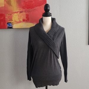 Style and Co Grey cowl sweater with side lace